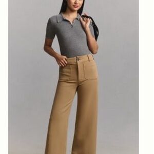 Maeve Camel Button-Accent Trousers